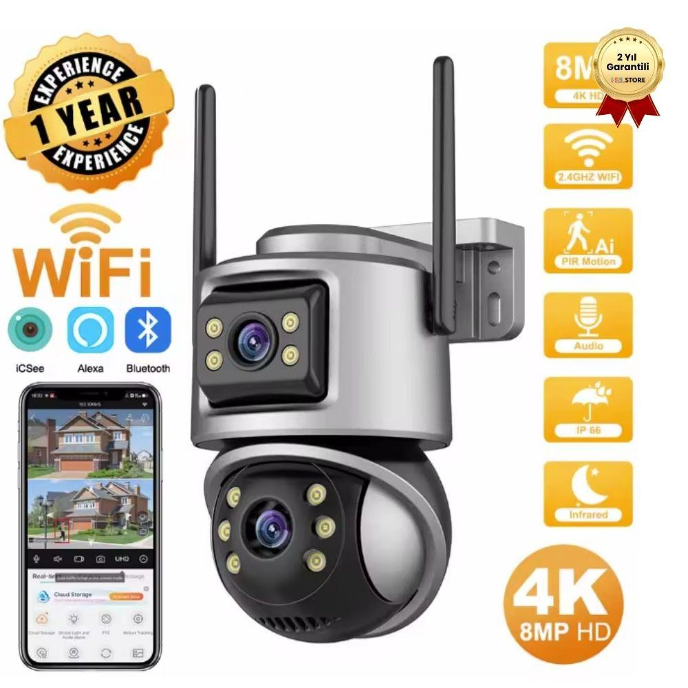 Güvenlik Kamerası 6MP Çift Lensli Mini PTZ WiFi – Gece Görüşlü Hareket Takipli Akıllı Kamera
