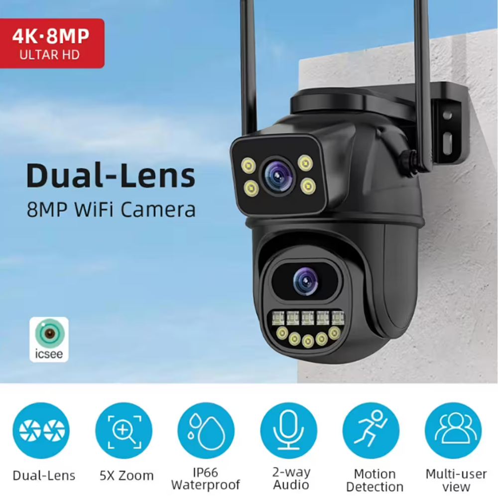 Güvenlik Kamerası Kablosuz güvenlik IP kamera 4K 8MP HD çift Lens Hareket Algılayıcı Akıllı Sensörlü
