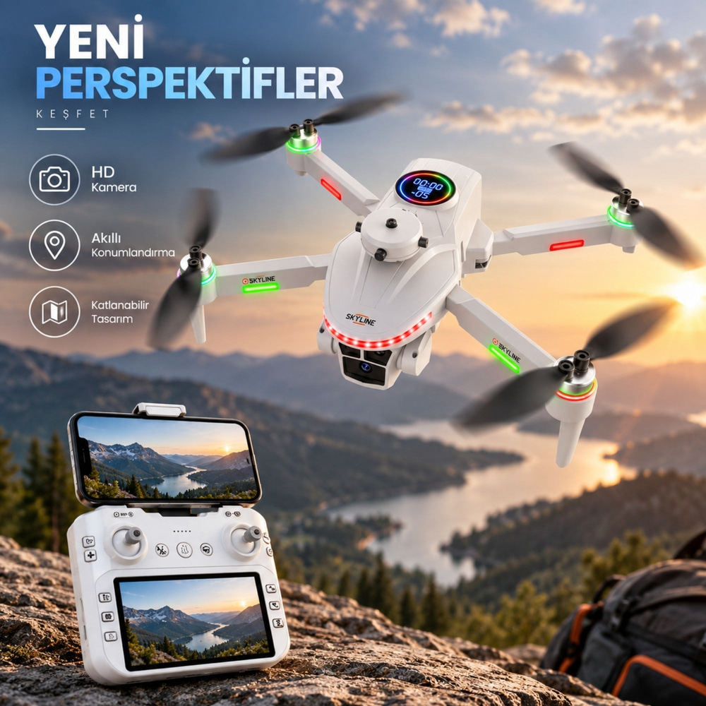 Drone Brushless Motorlu HD Kameralı Katlanabilir 2.4GHz Wi-Fi Canlı Görüntü Aktarımlı L38 Drone
