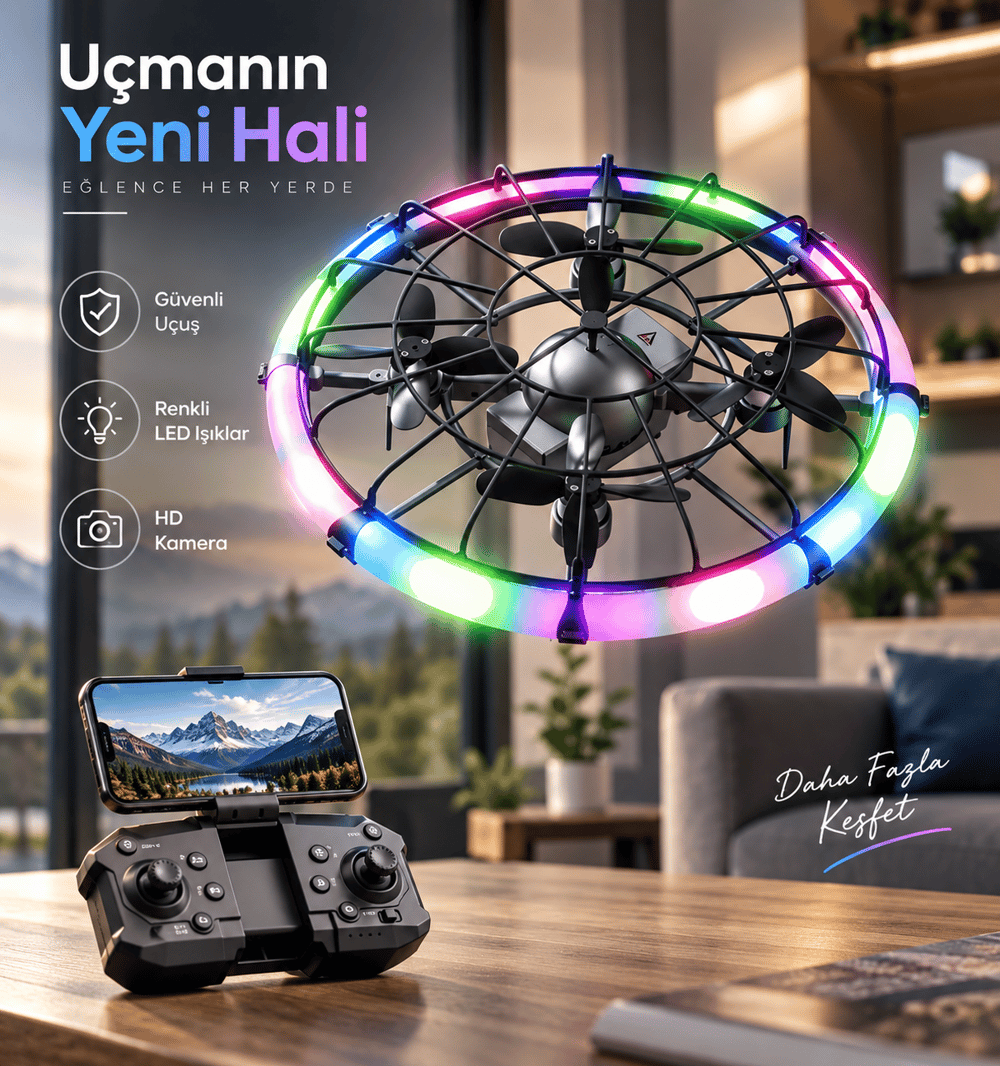 Drone HD Kameralı Katlanabilir Brushless Motorlu UFO