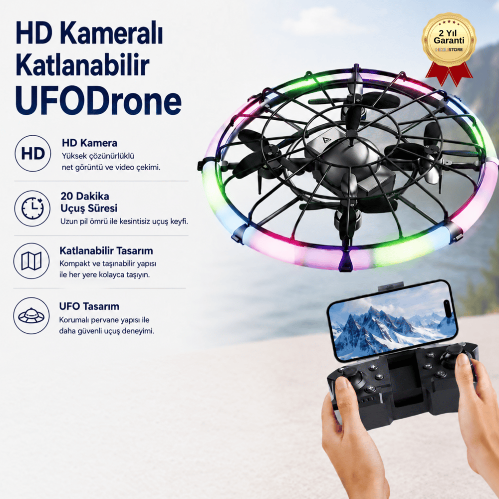 Drone HD Kameralı Katlanabilir Brushless Motorlu UFO