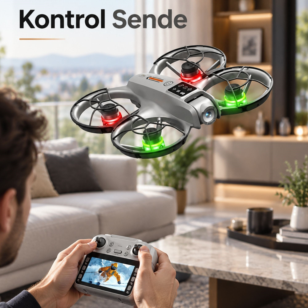 Drone HD Kameralı Katlanabilir Ekranlı Kumanda, Wi-Fi Görüntü Aktarımı ve 360° Dönüşlü M2 DRONE