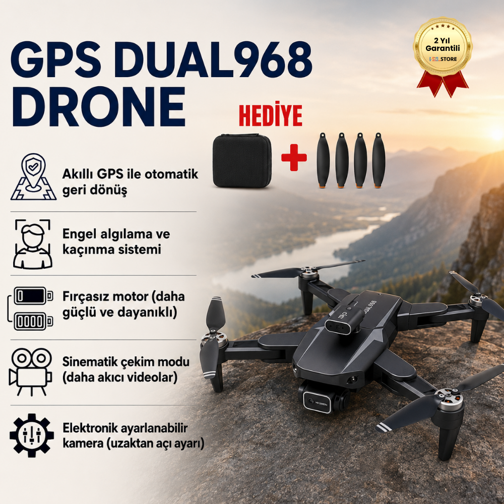 Dual Kamera Engel Aşabilen Çift Kameralı Drone – Yüksek Çözünürlüklü Havadan Görüntüleme Uzun Uçuş Kumandalı Mobil Uygulama