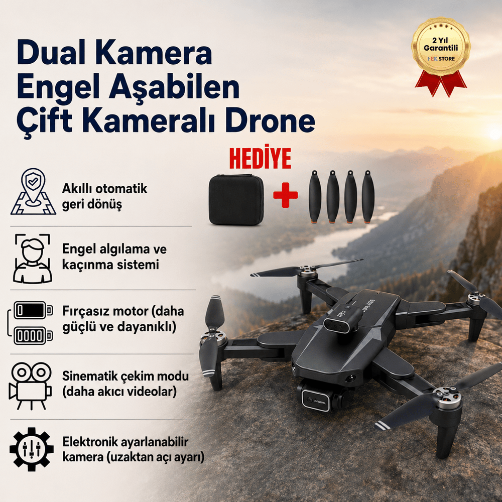 Drone Dual Kamera Engel Aşabilen Çift Kameralı – Yüksek Çözünürlüklü Havadan Görüntüleme Uzun Uçuş