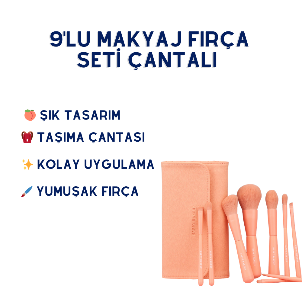 Hzl Makyaj Fırça Seti Çantalı 9lu Pembe