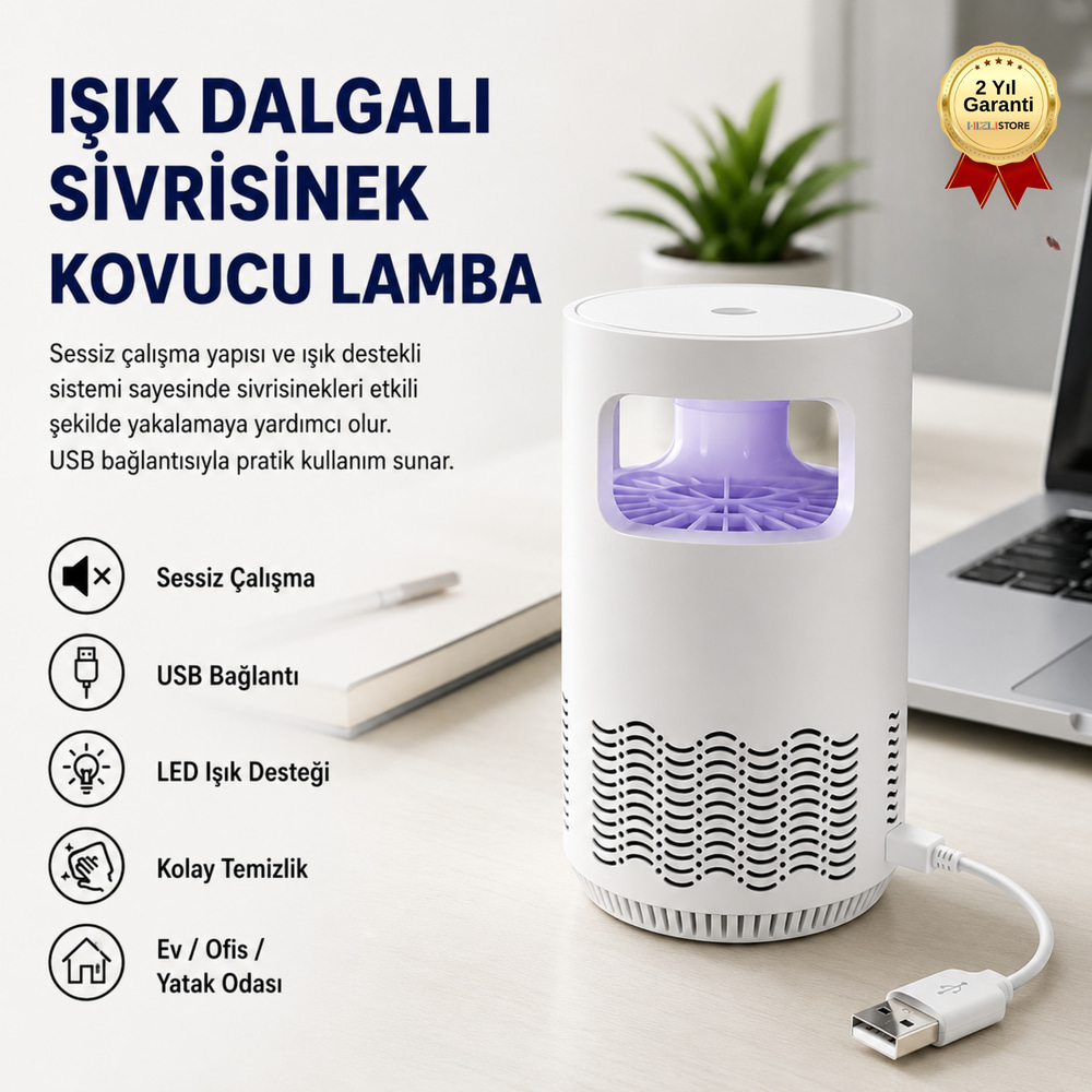 Işık Dalgalı Sivrisinek Kovucu Lamba – Sessiz Çalışan LED Işıklı Sinek Yakalama Cihazı
