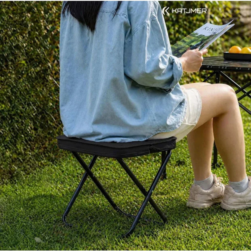 Katlanabilir Taşınabilir Kamp Taburesi ,Hafif, Dayanıklı ve Fermuarlı Saklama Bölmeli Outdoor Sandalye
