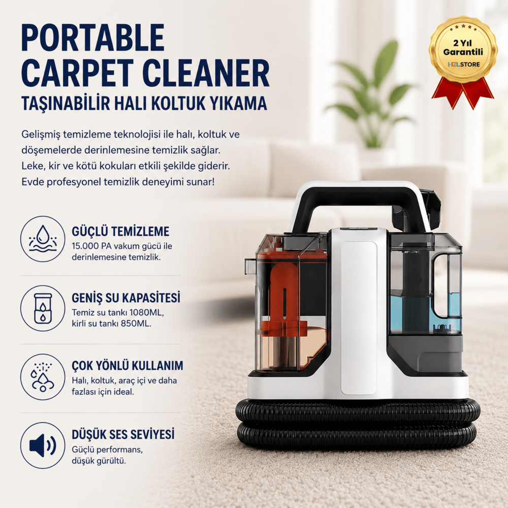 Koltuk Yıkama Portable Carpet Cleaner, Halı Makinesi, Güçlü Leke Çıkarıcı, Derinlemesine Temizlik