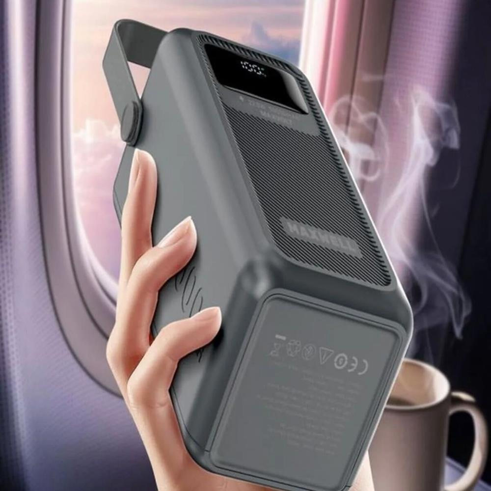 50.000mAh Dijital Göstergeli Çoklu Kablolu Taşınabilir 22.5W Hızlı Şarjlı 3 Mod Fenerli Powerbank Kamp Uyumlu Dayanıklı 5 Cihazı Aynı Anda Şarj Edebilir