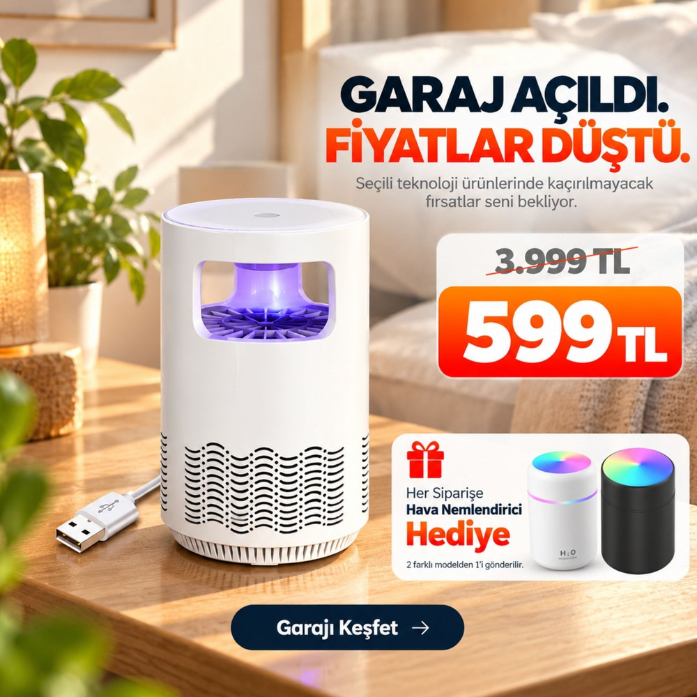 OUTLET/TEŞHİR Işık Dalgalı Sivrisinek Kovucu Lamba – Sessiz Çalışan LED Işıklı Sinek Yakalama Cihazı