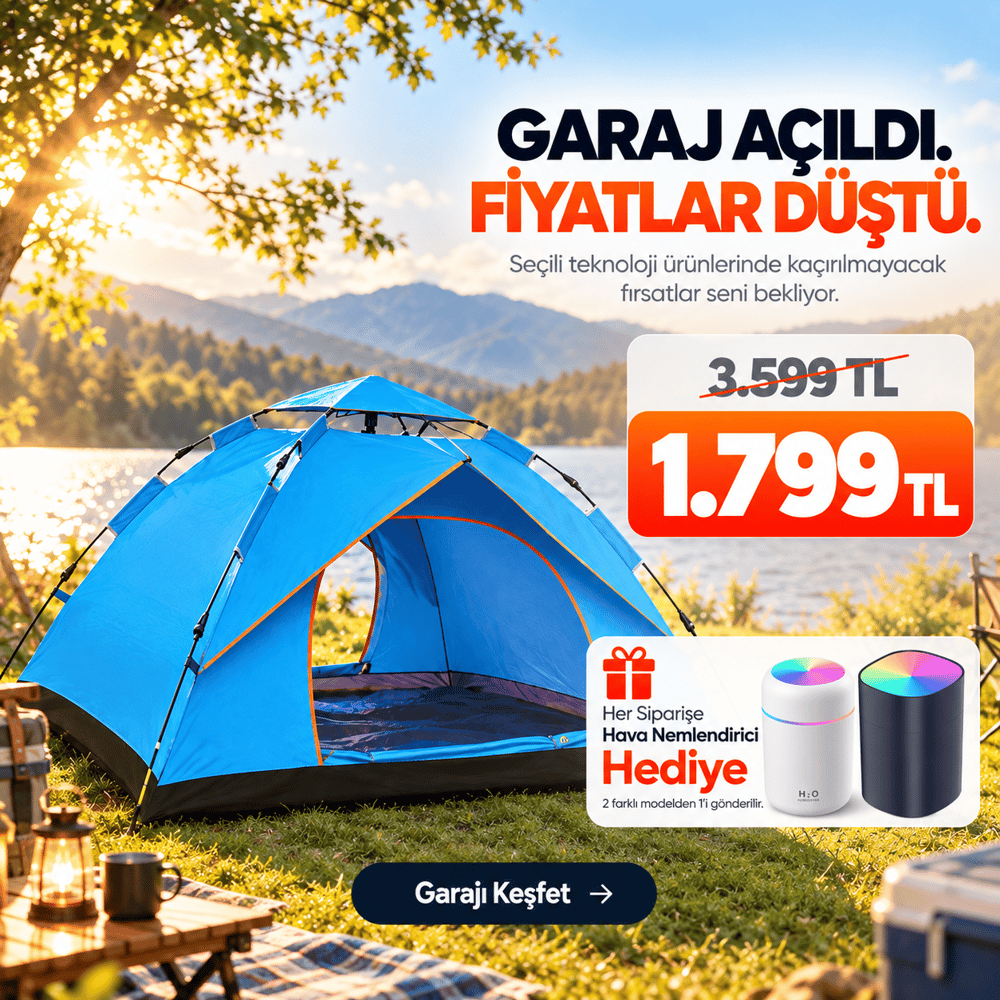 OUTLET/TEŞHİR Outdoor Otomatik Kamp Çadırı cm Su Geçirmez Güneş Korumalı Kolay Kurulum 4 Kişilik