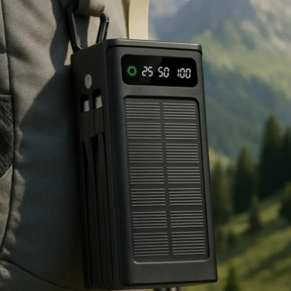 Powerbank 30,000 mAh Dijital Ekranlı Hızlı Şarj Dahili Kablolu Taşınabilir Şarj Cihazı