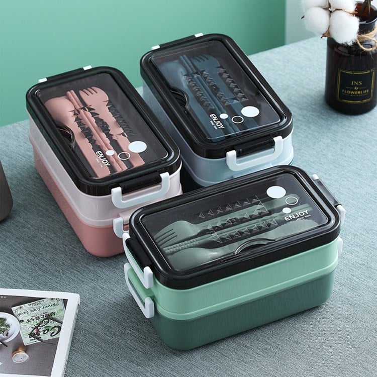 Yeşil Paslanmaz Çelik 3 Katlı Yemek Taşıma Kabı Isı Yalıtımlı Lunch Box