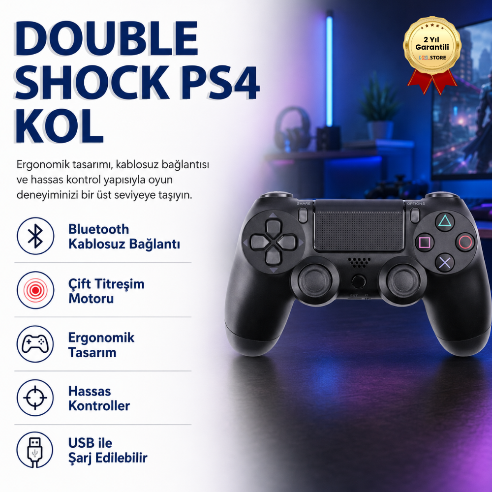 Ps4 Siyah Doubleshock Wireless Gamepad Joystick Kablosuz Ps4 Oyun Kolu