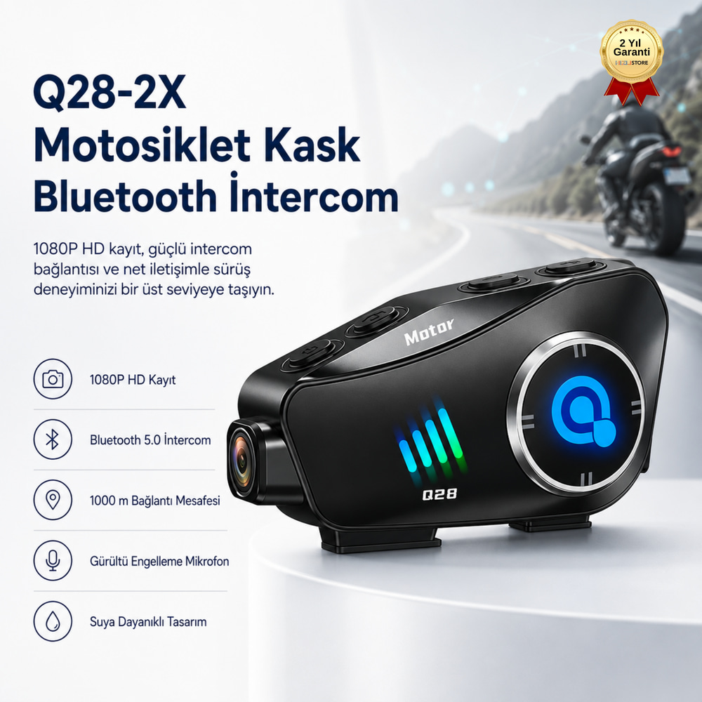 Q082-2X Motosiklet Kask Bluetooth İntercom Yeni Nesil 1080P Hd Sürüş Kaydedici Kablosuz Kamera