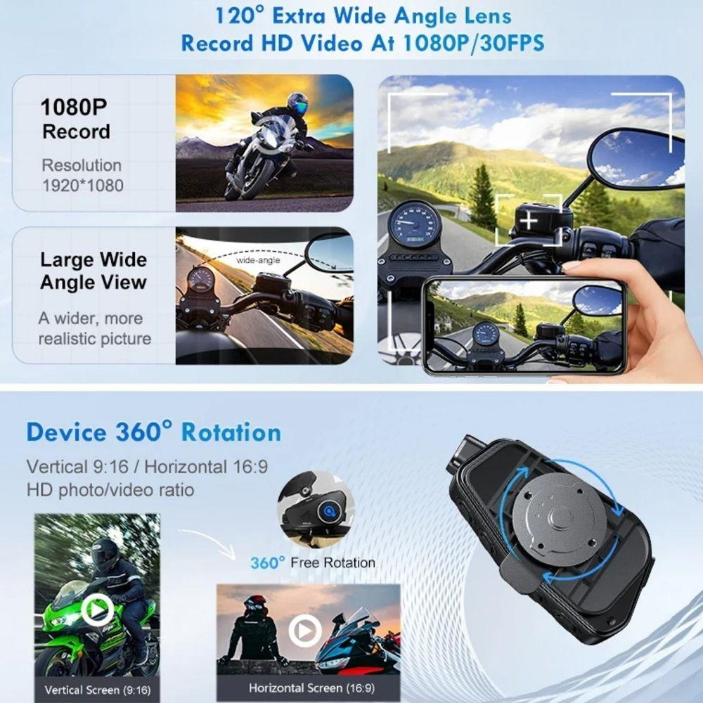 Q082-2X Motosiklet Kask Bluetooth İntercom Yeni Nesil 1080P Hd Sürüş Kaydedici Kablosuz Kamera