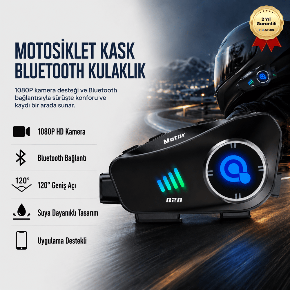  Motosiklet Kask Bluetooth Kulaklık 1080P Kamera Destekli