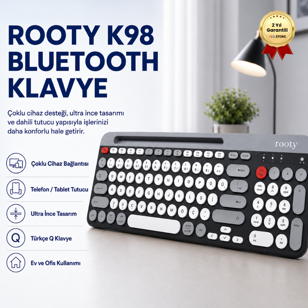 Rooty Çoklu Cihaz Destekli Bluetooth Türkçe Klavye ultra ince tasarım