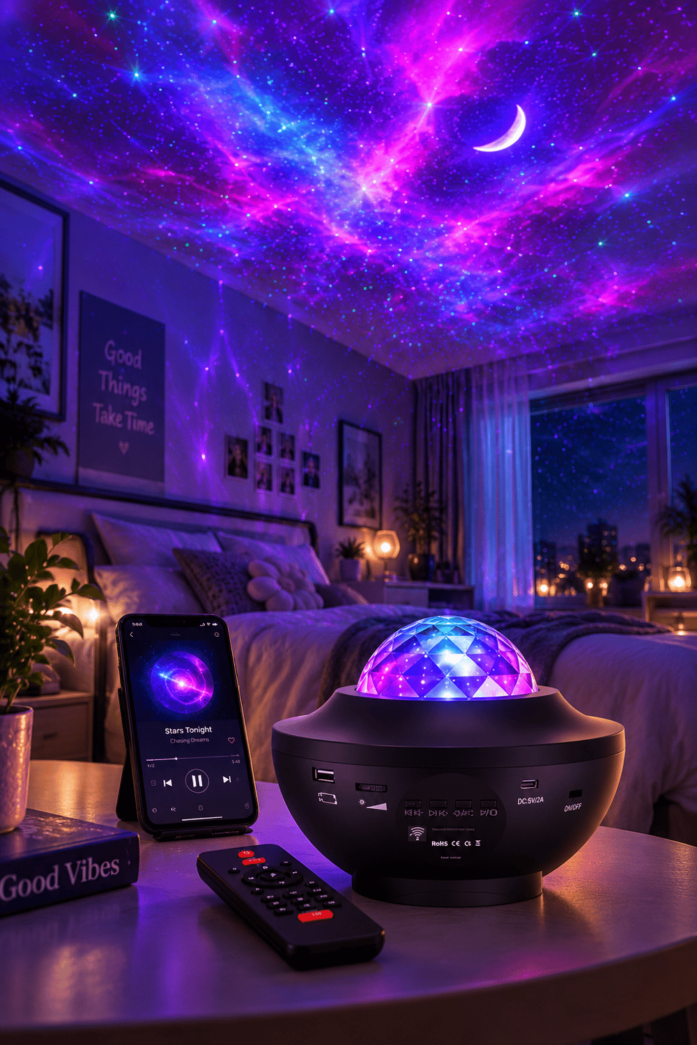 Starry Light Yıldızlı Atmosfer Işık Projektörü – Çok Renkli Gökyüzü Efekti, Ay ve Nebula Yansıtma,