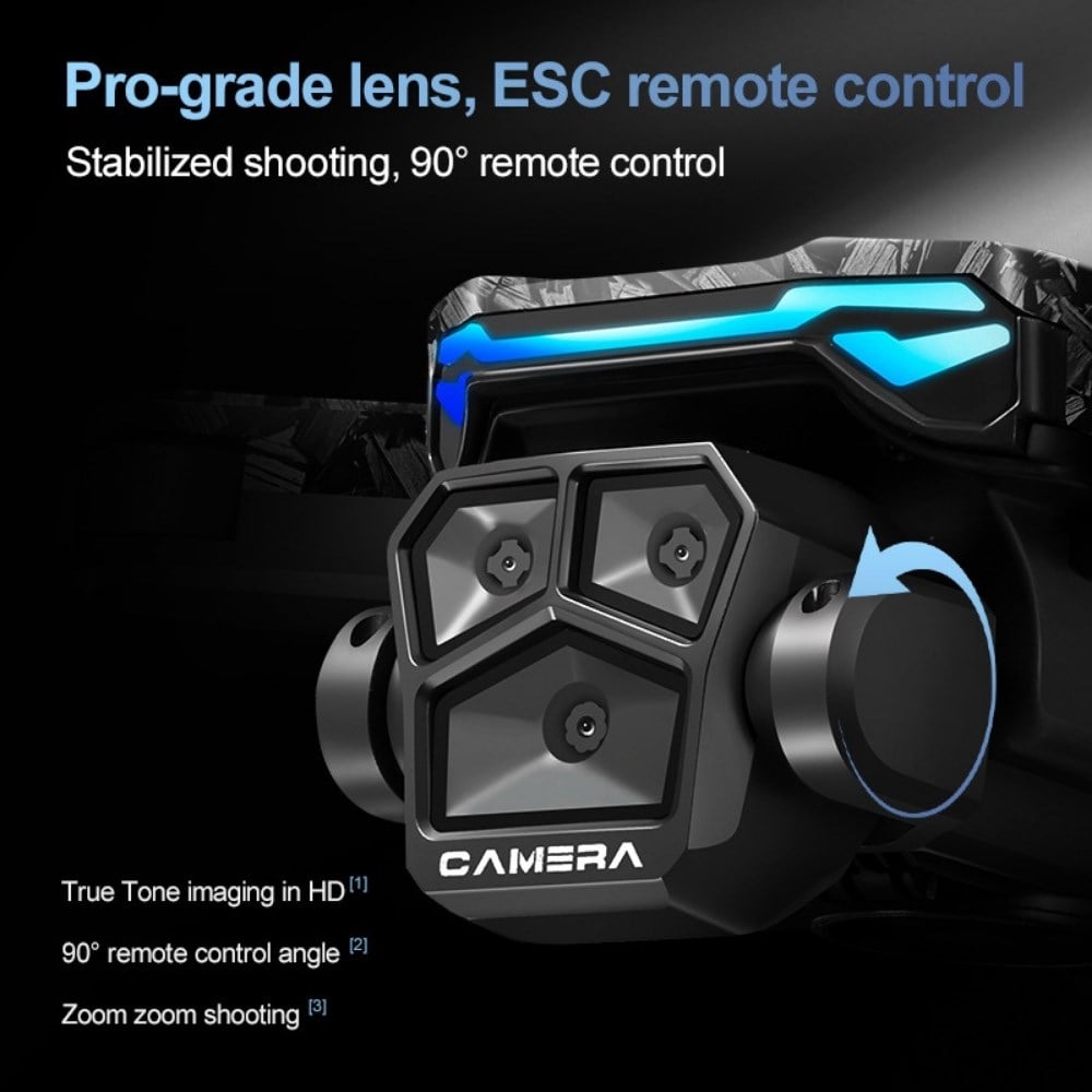 T2 Pro  Drone 4K Üç Kameralı GPS WiFi FPV 360° Engel Algılama Büyük Ekran Kumandalı Katlanabilir Drone