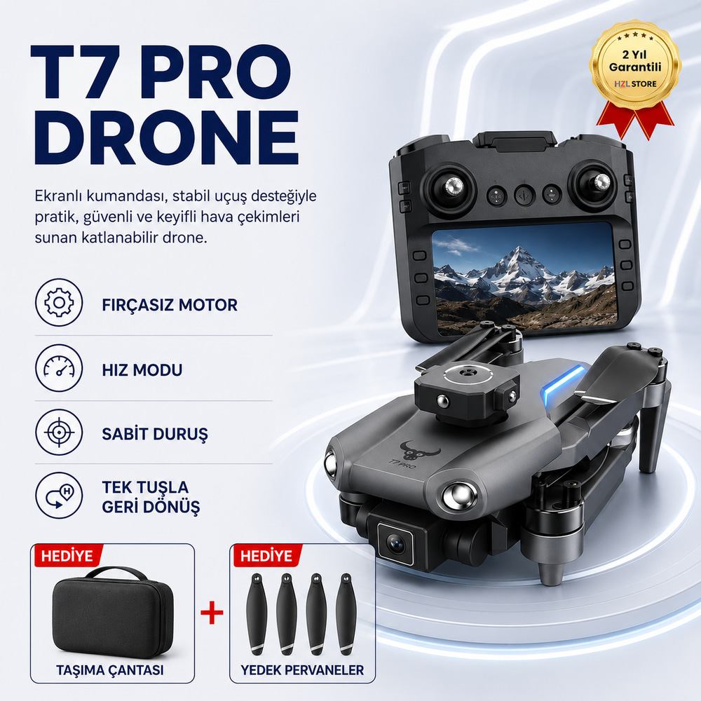 T7 Pro Drone HD Çift Kameralı Katlanabilir Drone