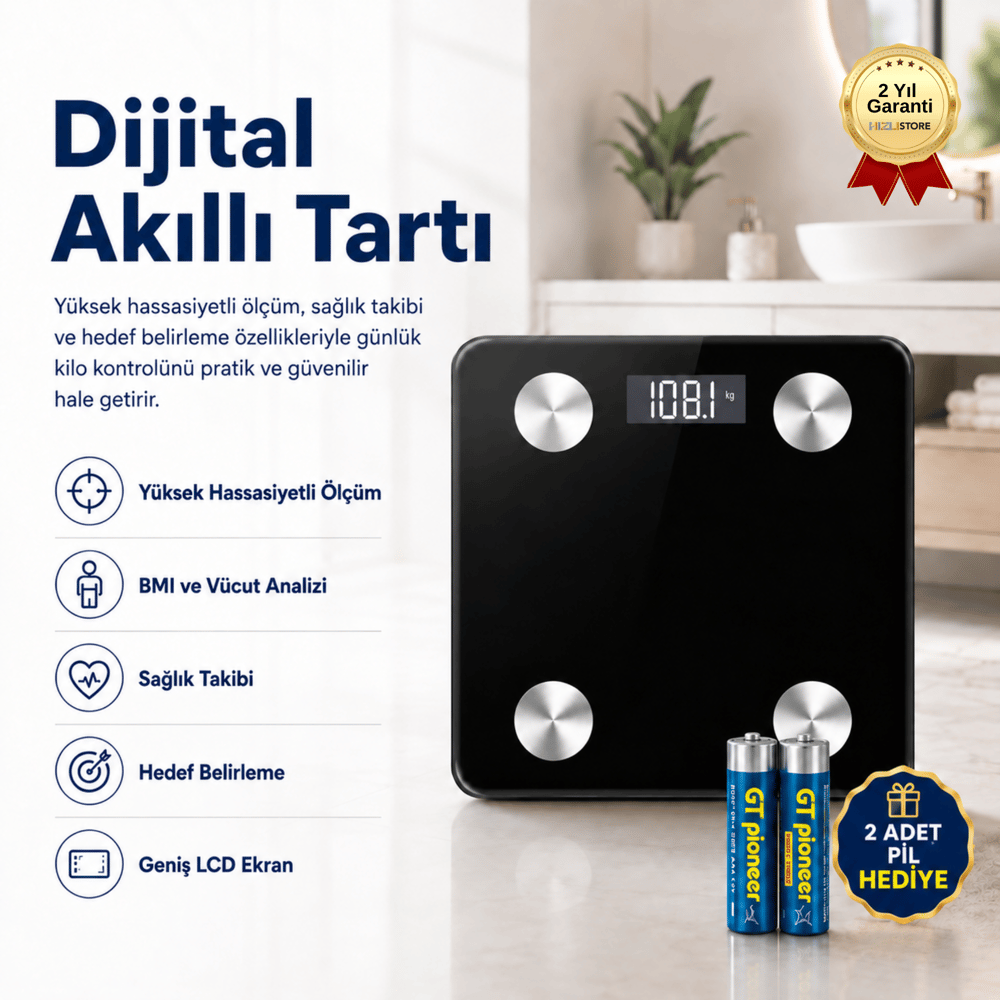 Tartı Dijital Baskül Yağ Su Kas Vücut Kitle Endeksi Kilo Ölçer Tartı Profesyonel - Diyetisyen Onayli