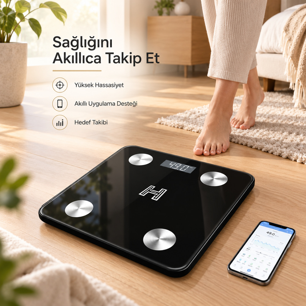 Tartı Dijital Baskül Yağ Su Kas Vücut Kitle Endeksi Kilo Ölçer Tartı Profesyonel - Diyetisyen Onayli