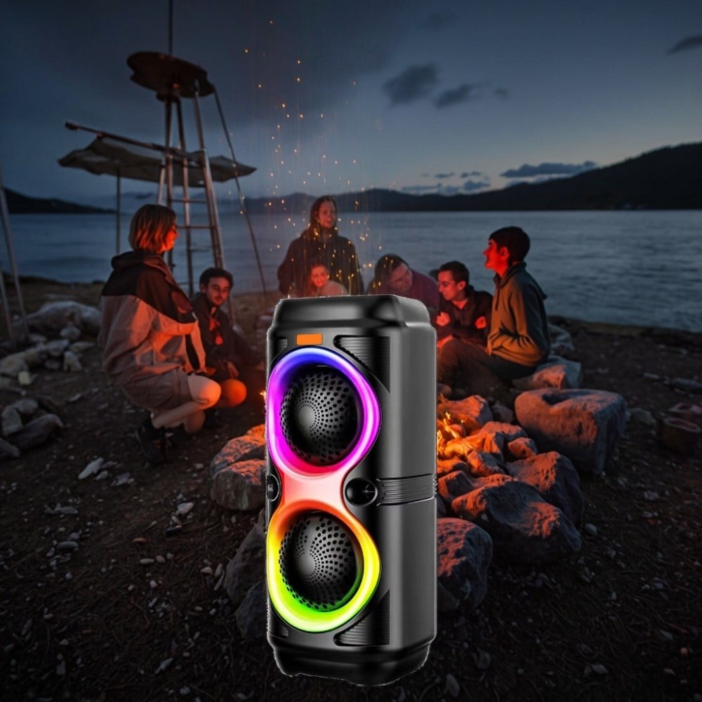 Taşınabilir  Bluetooth Hoparlör 4 İnç RGB LED Işıklı Karaoke Parti Speaker USB Destekli