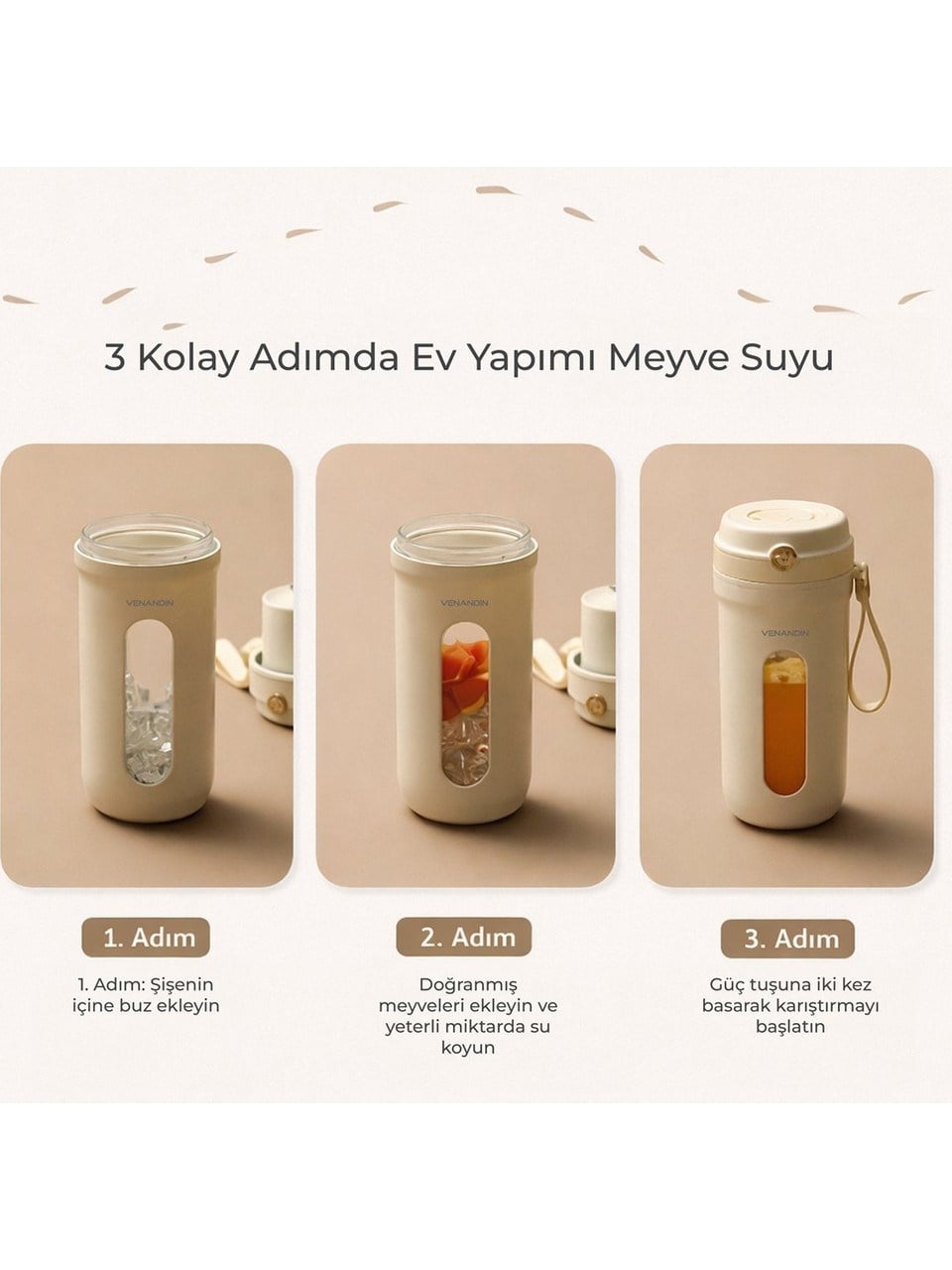 Taşınabilir Şarjlı Smoothie 350ml USB Şarjlı Kablosuz Mini Blender