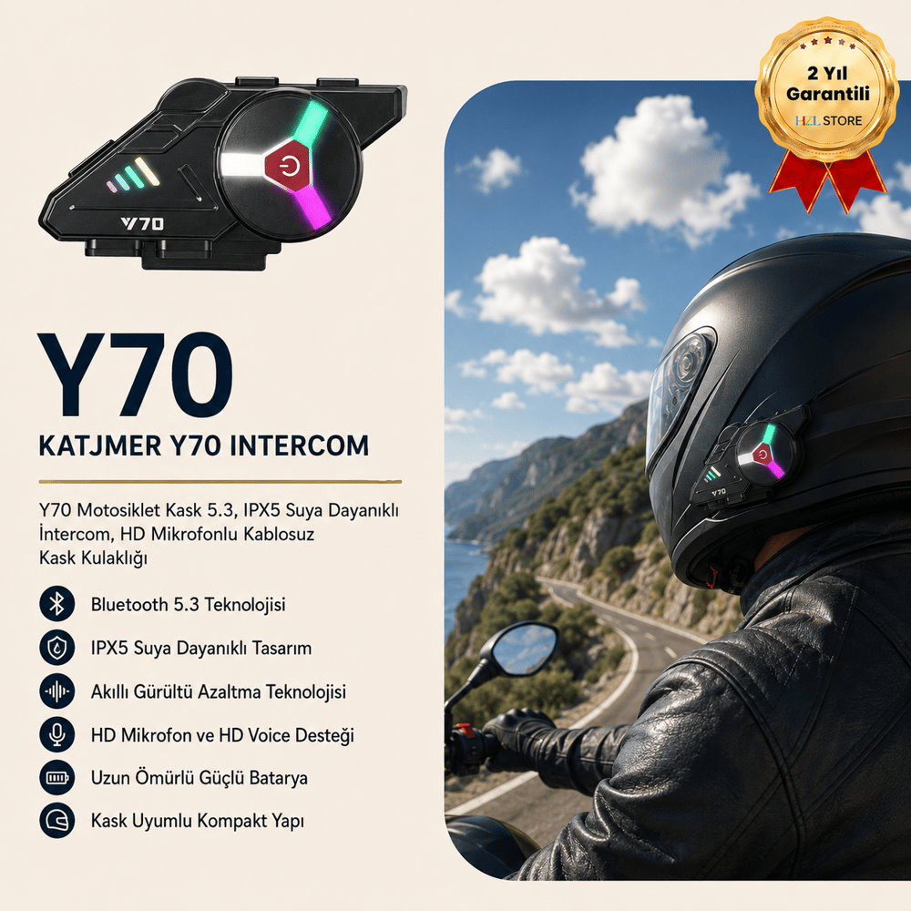 Motosiklet Kask 5.3, IPX5 Suya Dayanıklı İntercom,HD Mikrofonlu Kablosuz Kask Kulaklığı