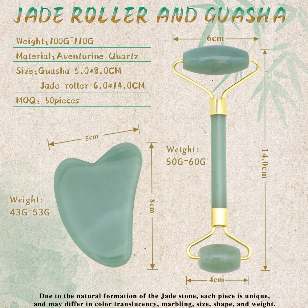 Yeşil Kuvars Yüz Roller ve Gua Sha Seti
