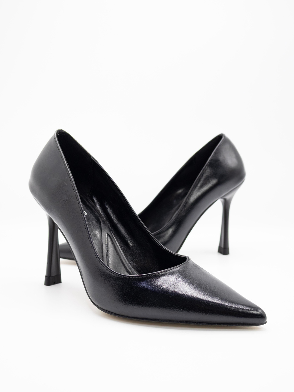 Pamela Kırışık Cilt Stiletto Siyah