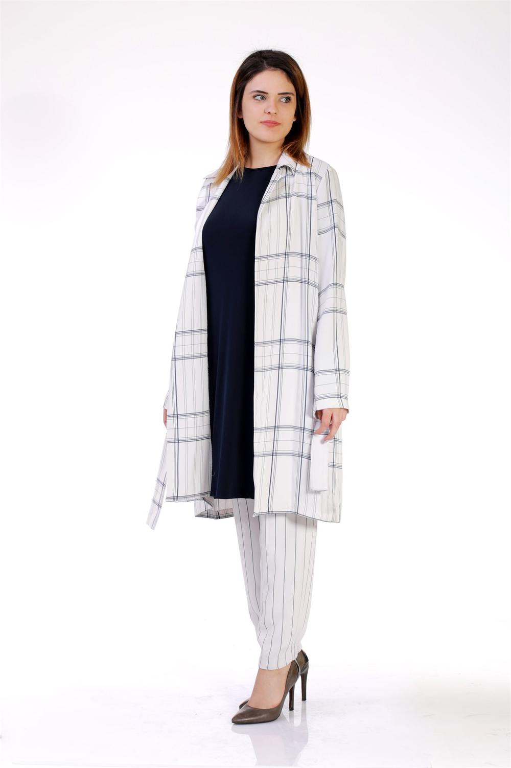 ALMARWAH SALAŞ ÇİZGİLİ BELİ LASTİKLİ PANTOLON