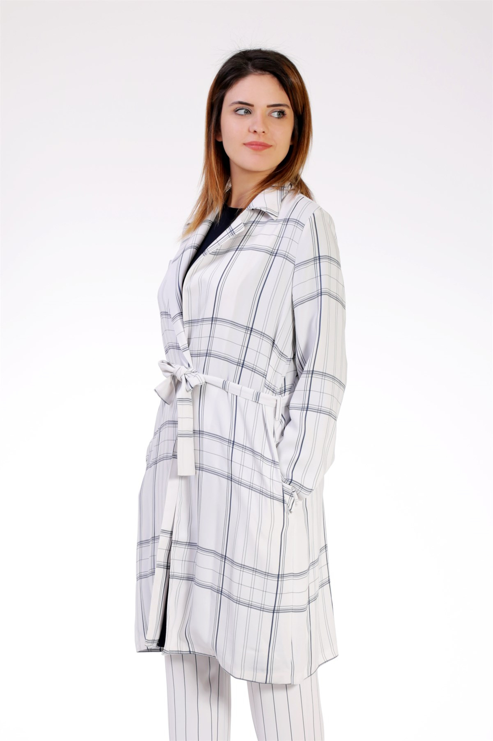 ALMARWAH SALAŞ ÇİZGİLİ BELİ LASTİKLİ PANTOLON