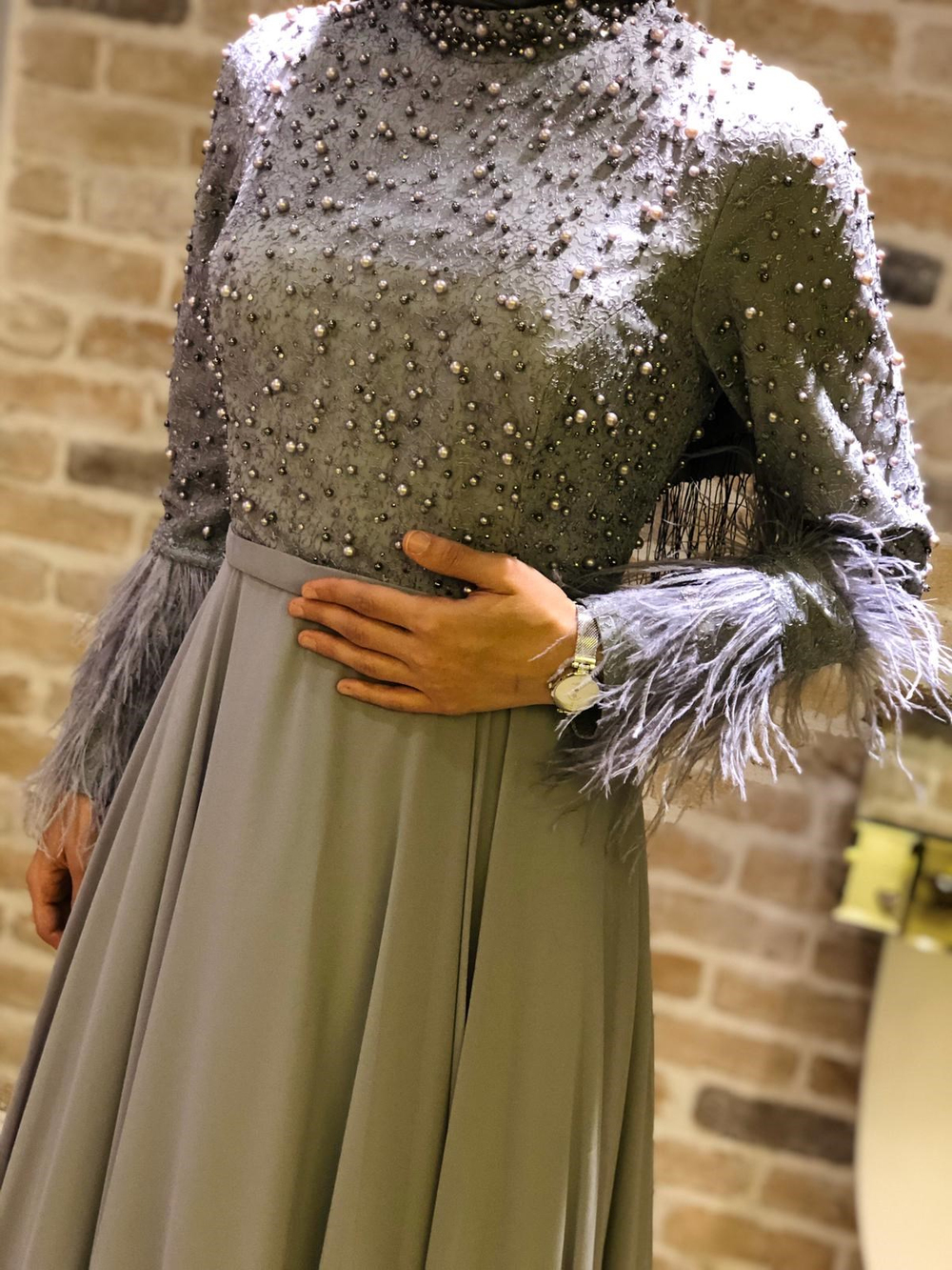 BELLEY TAŞ İŞLEMELİ EVENING DRESS