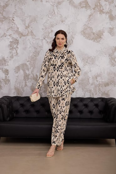 Marwa by moodbasic ETNİK DESENLİ İŞLEMELİ CUPRA TAKIM