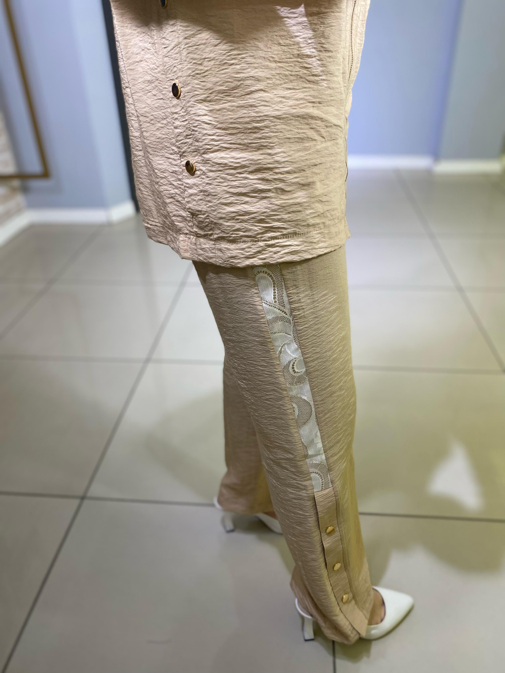 Marwa by moodbasic GOLD DANTELLİ İŞLEMELİ CUPRA TAKIM