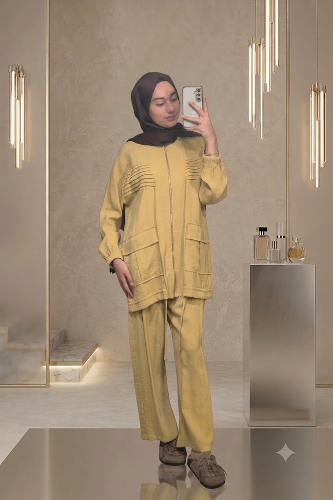 Moodbasic NERVÜRLÜ FERMUARLI ORGANİK PAMUK TAKIM