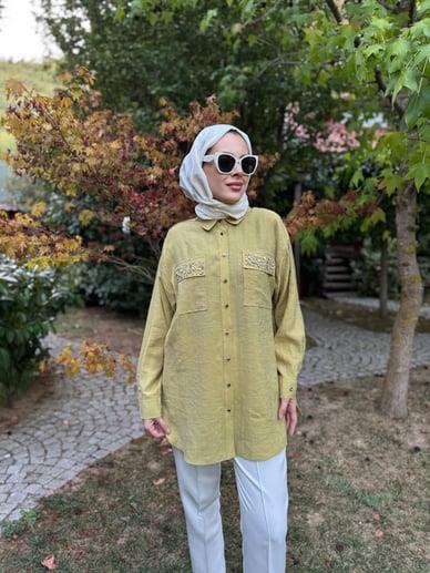 MOODBASIC PREMIUM SERPME METAL AKSESUARLI TAŞLI GÖMLEK