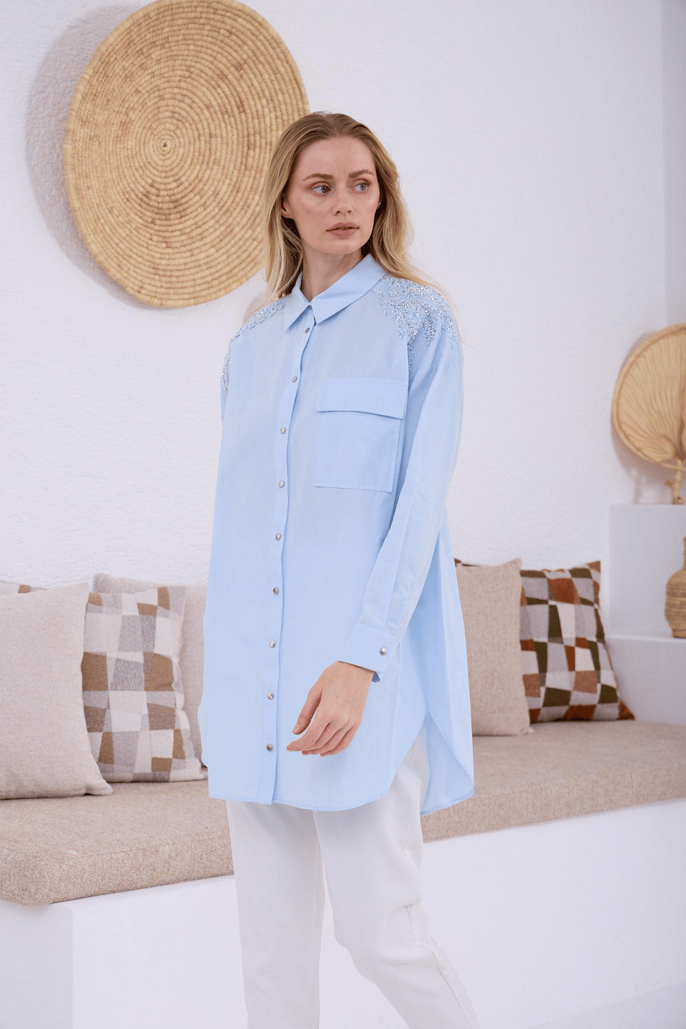 MOODBASIC TAŞLI DANTELLİ GÖMLEK