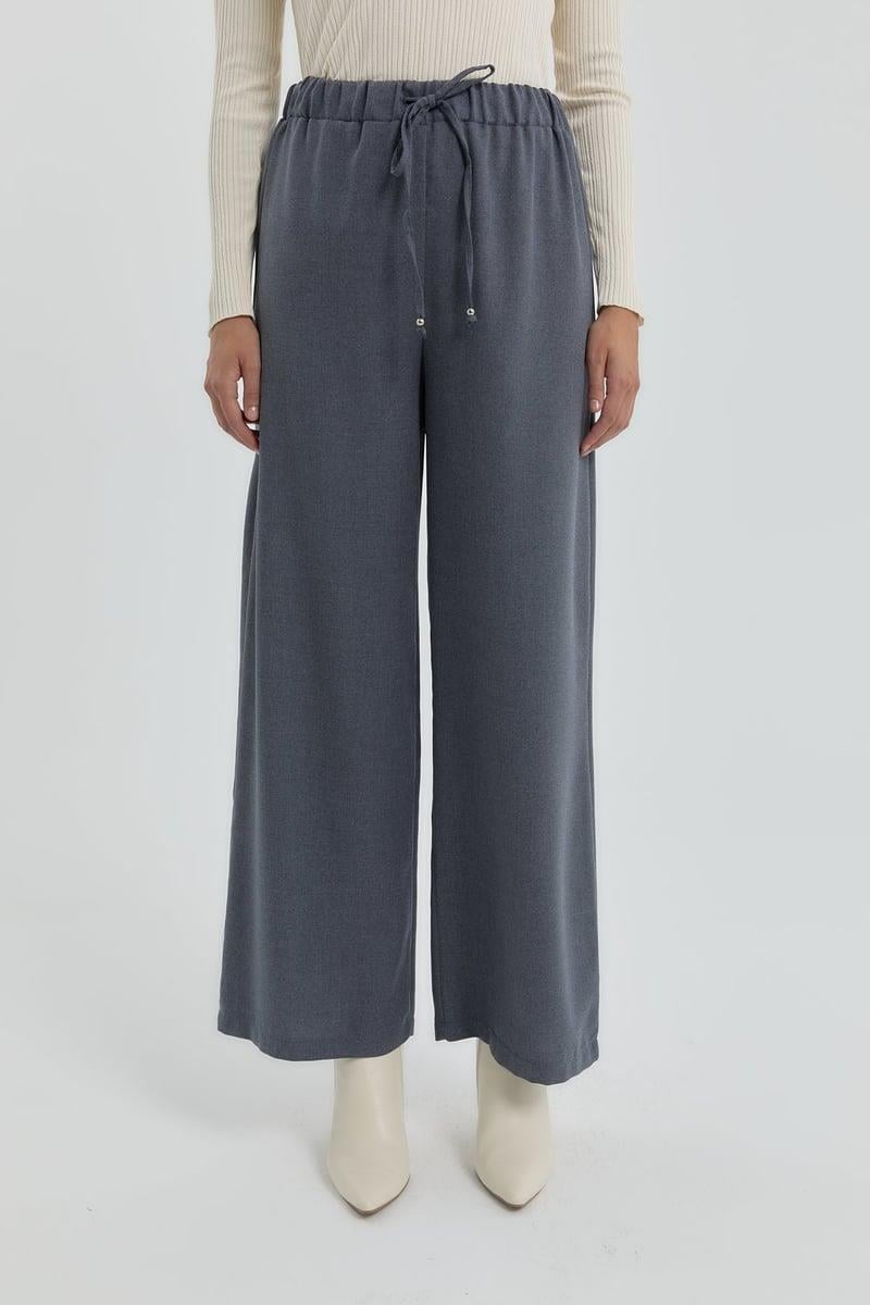 Nihan Beli Lastikli Bol Paça Pantolon