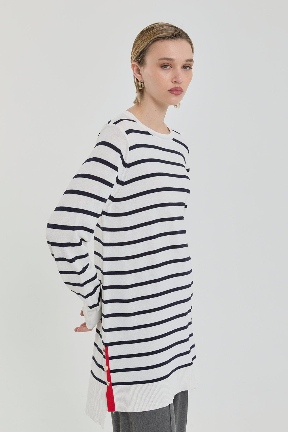 NİHAN Nihan Çizgili Rayon Triko Tunik