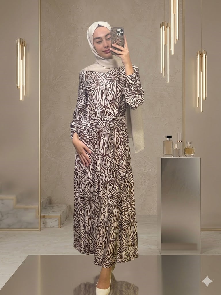 Nihan ZEBRA DESENLİ ELBİSE