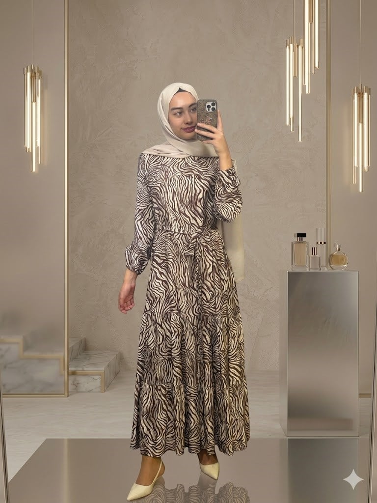 Nihan ZEBRA DESENLİ ELBİSE