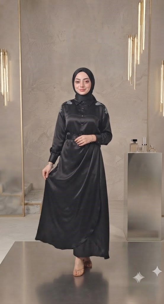 NURE İPEK SATEN KUMAŞ. İTHAL AKSESUARLI 
