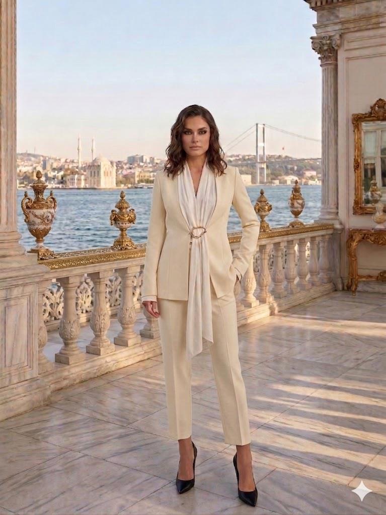 NURE ZİZİ CEKETLİ PANTOLONLU AKSESUARLI TAKIM 