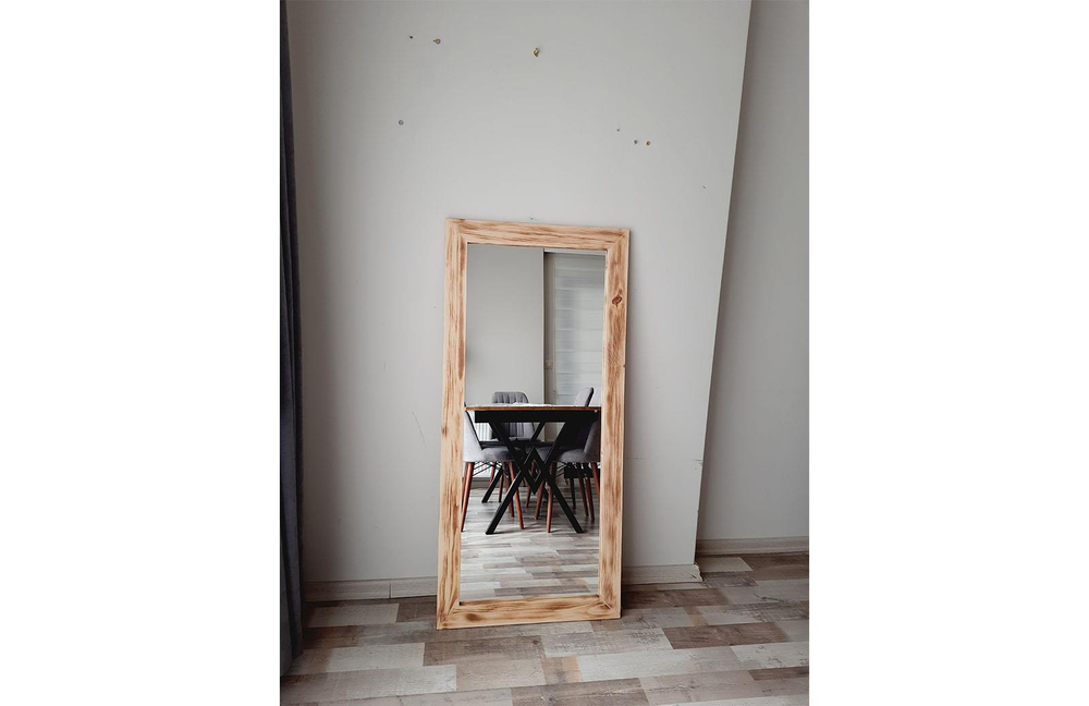 Doğal Ahşap Dikdörtgen Dekoratif Boy Aynası 170x60 cm ENGC-DF-131