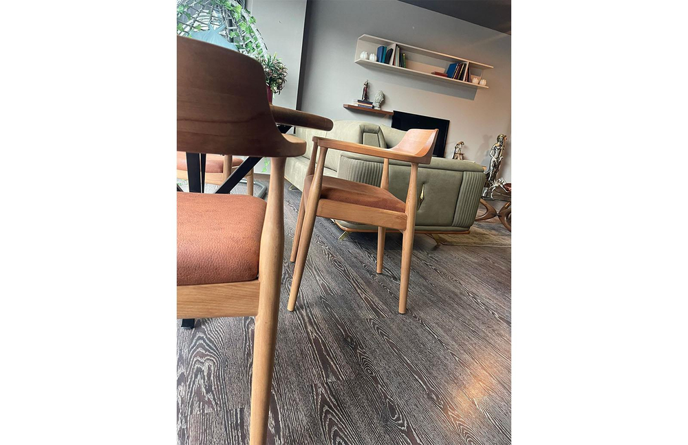 Exen Ahşap Metal Yuvarlak Masa Takımı