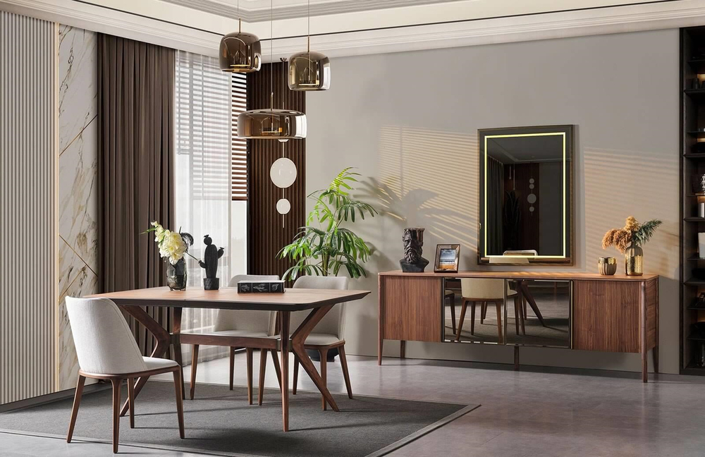 OUTLET-PDNK-Loneta Yemek Odası Takımı + Tv Sehpası