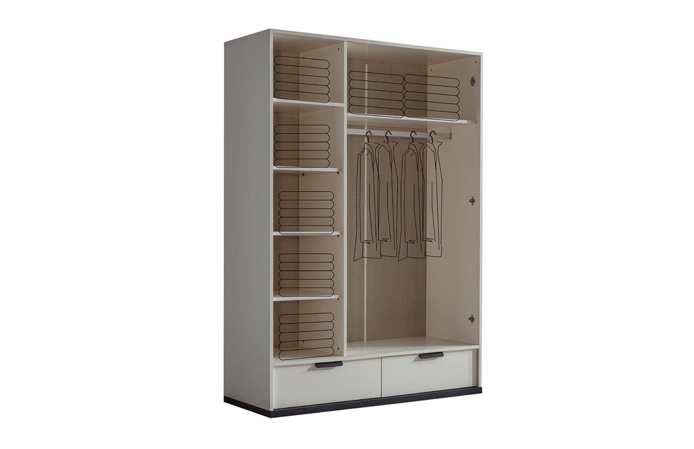 Prana Ayışığı 3 Kapaklı Tek Kapak Reflekte Dolap